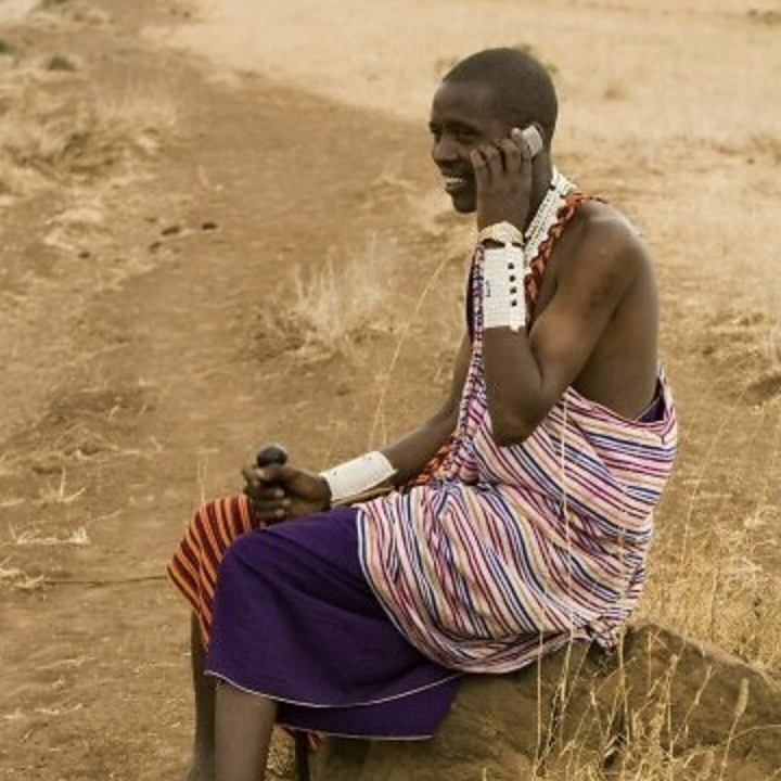Massai with mobile phone.