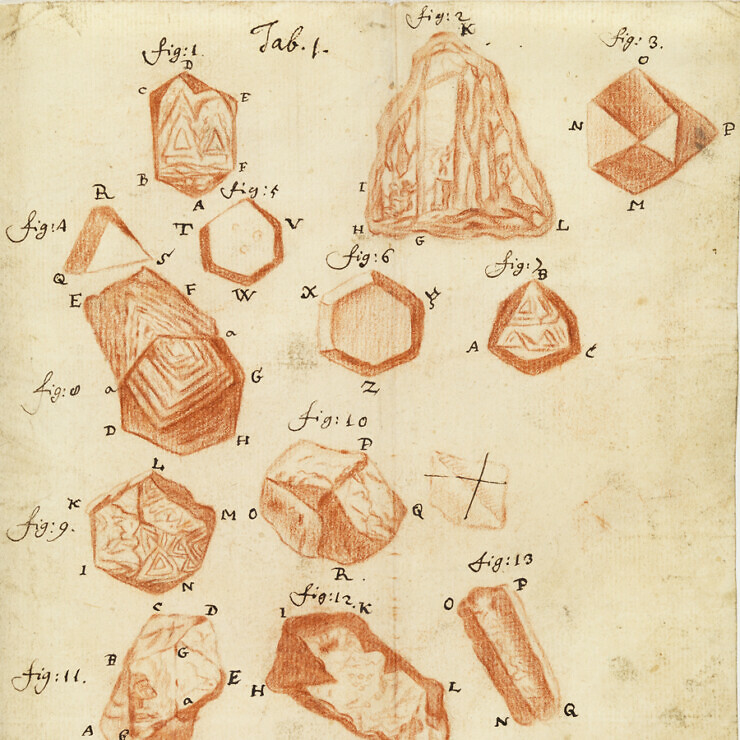 Unknown artist, 'A ruined temple with some pillars, as observed in a grain of sand under the microscope', from a letter by Antoni van Leeuwenhoek to the Royal Society.