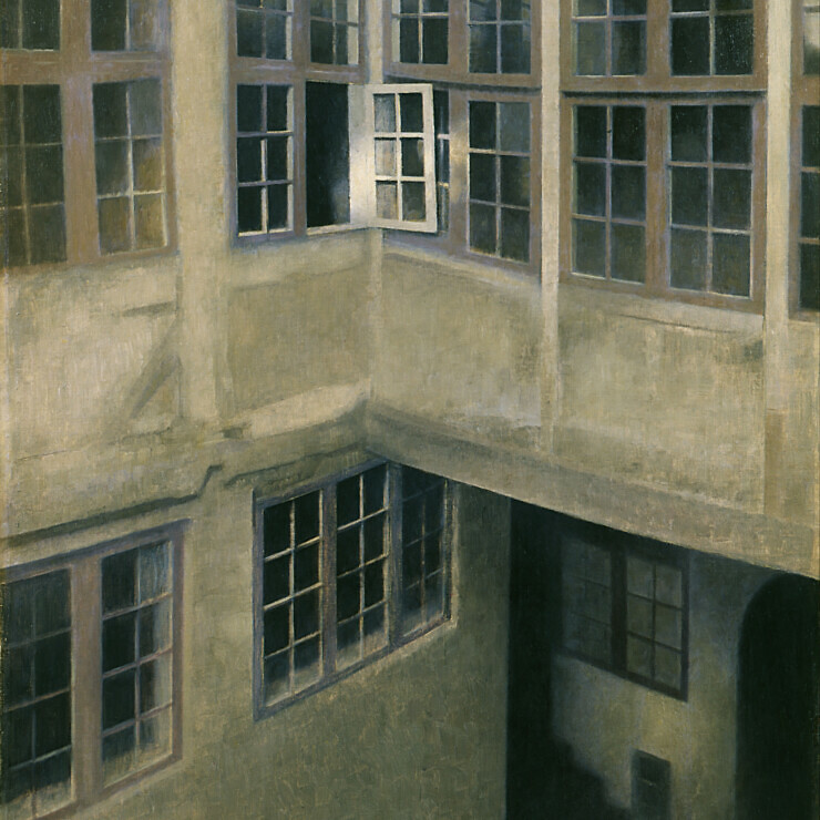 Painting of the interior of a courtyard