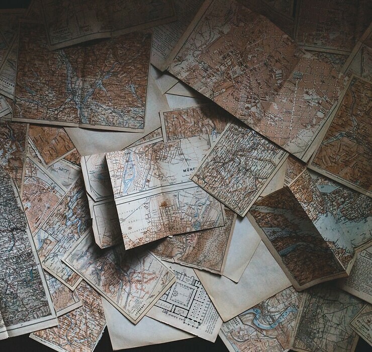 A pile of old maps.