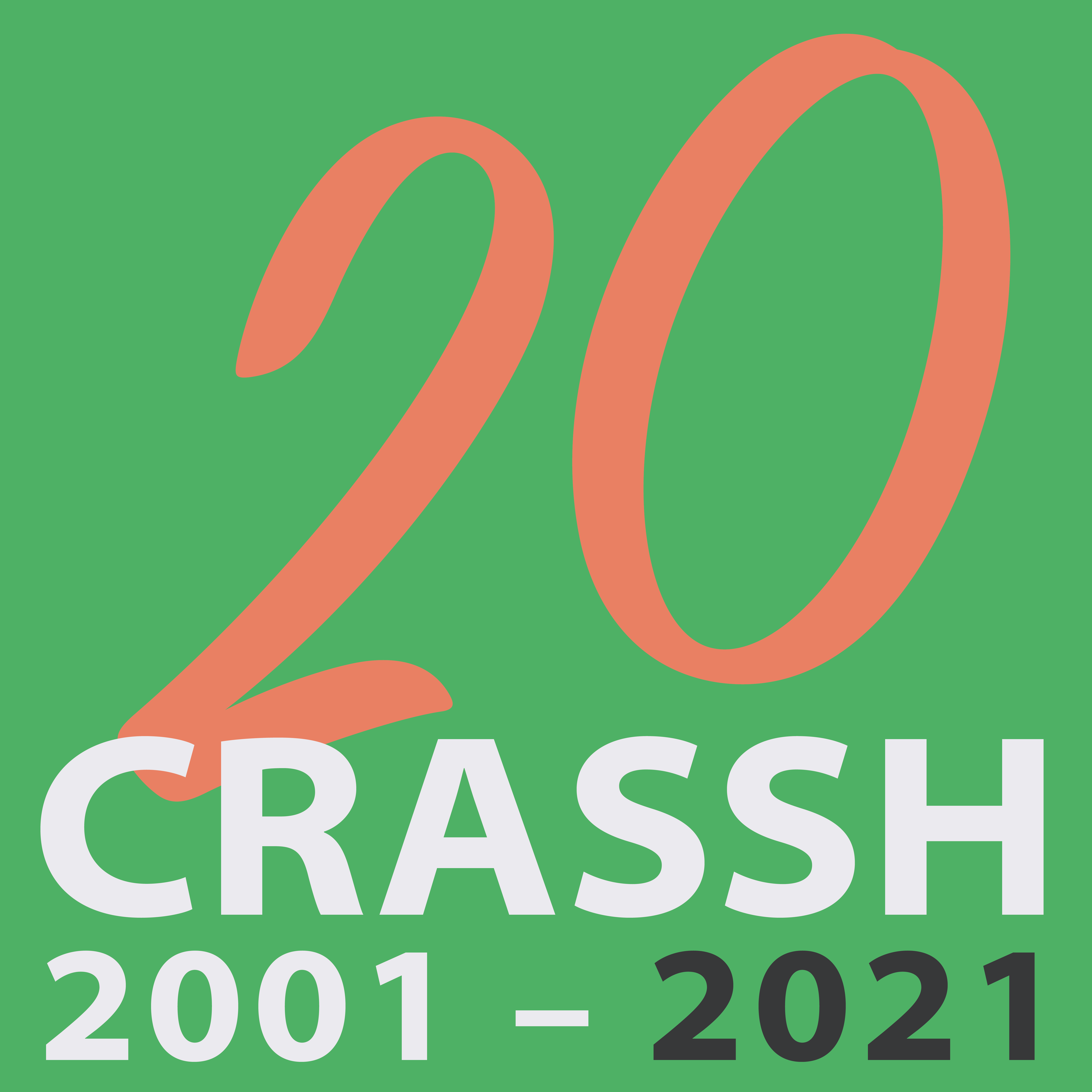 CRASSH 20 Anniversary Logo Green with red and white writing