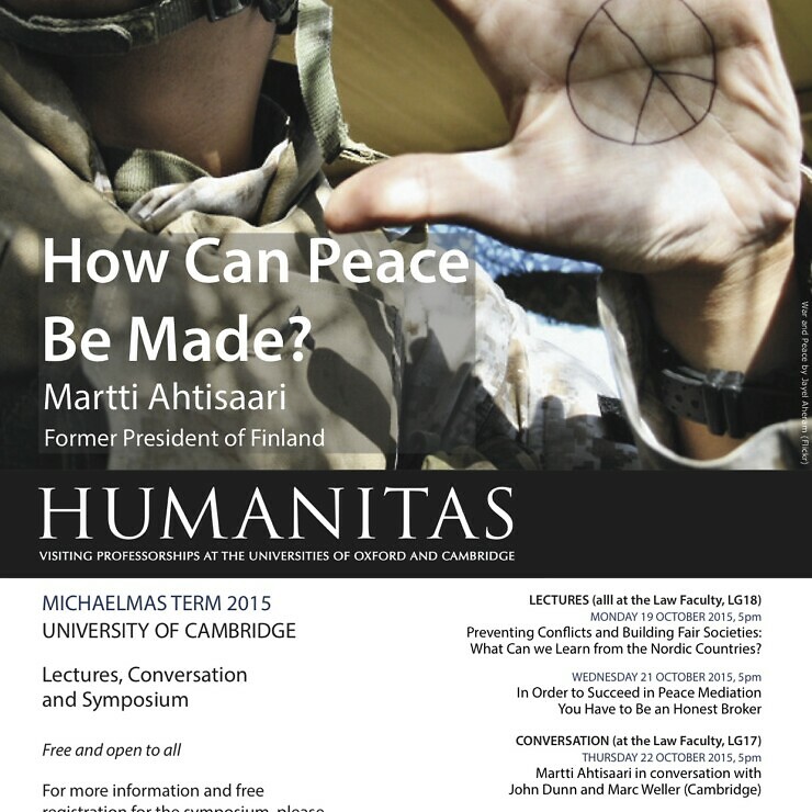 How can Peace be Made? Humanitas concluding symposium with Martti Ahtisaari