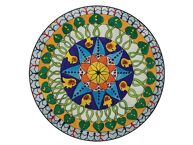 A mandala with floral motifs.