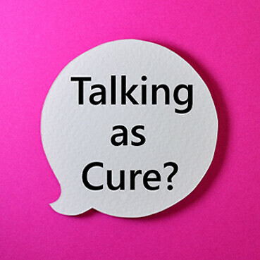Logo containing a speech bubble with the words Talkling as Cure?