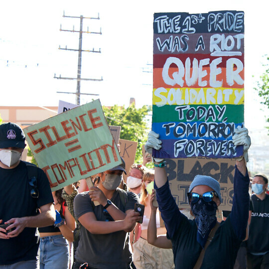 Protestors at a march in San Francisco, 2020