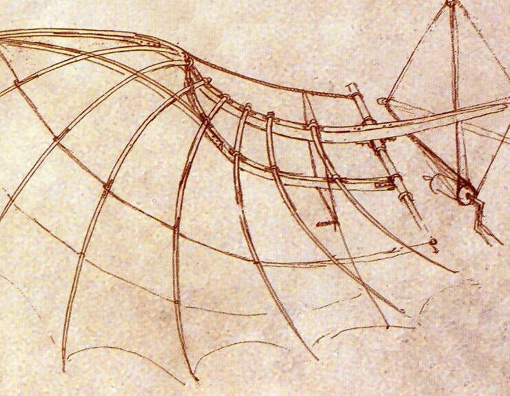 Leonardo da Vinci's sketch for the construction of a wing