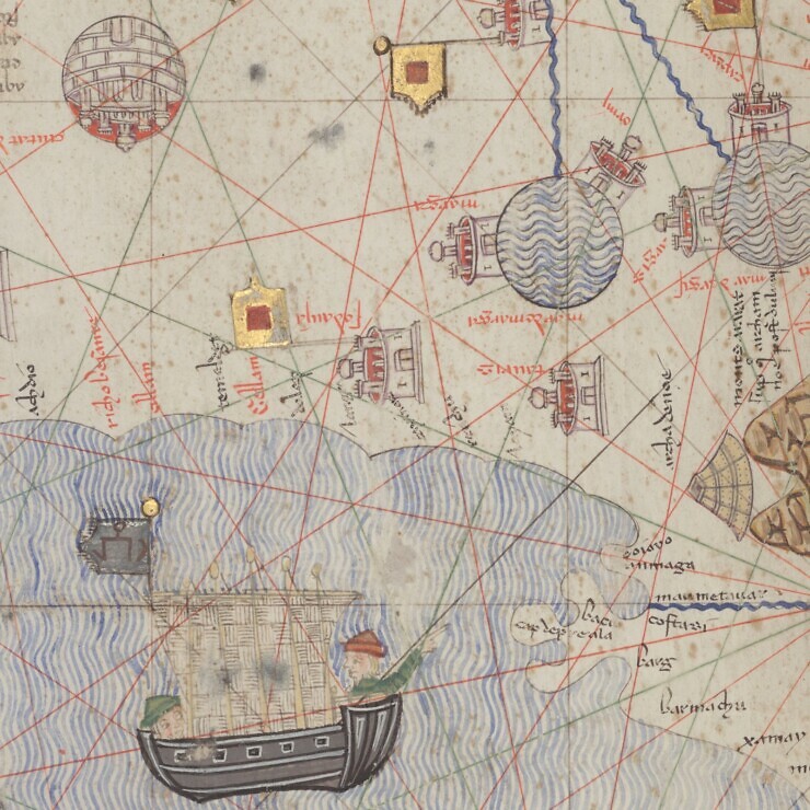 historical map and boat