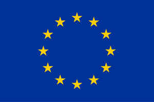 European flag, blue background and stars in a circle