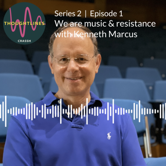 Podcast teaser image with portrait of Kenneth Marcus in the Music Faculty.