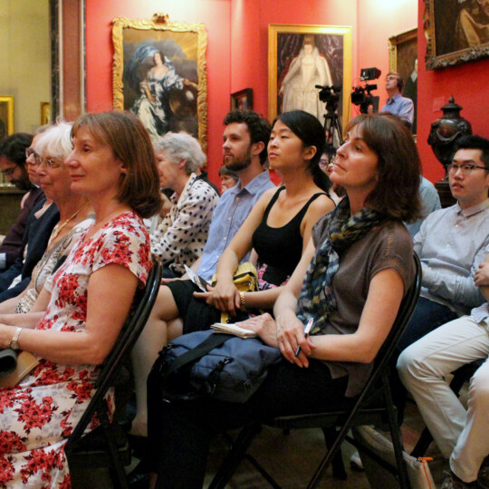 Audience at an event at the Fitzwilliam Museum.