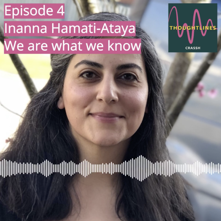Podcast teaser image with portrait of Inanna Hamati-Ataya.