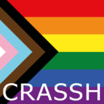 LGBTQ+ flag with the word CRASSH written at the bottom