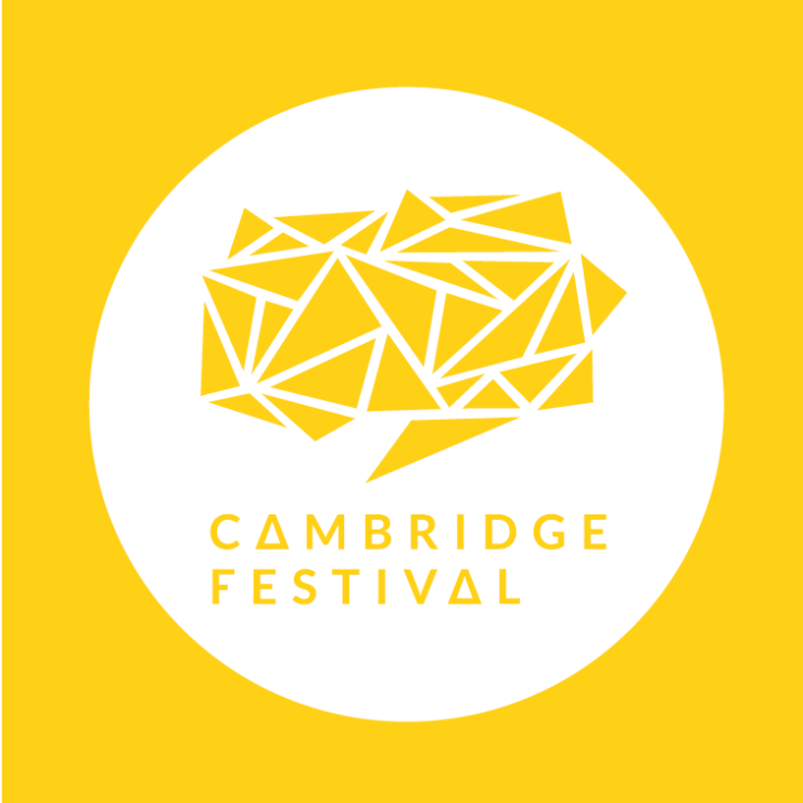 Cambridge Festival logo with a abstract brain illustration.