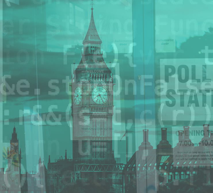 Big ben, data and a polling station sign
