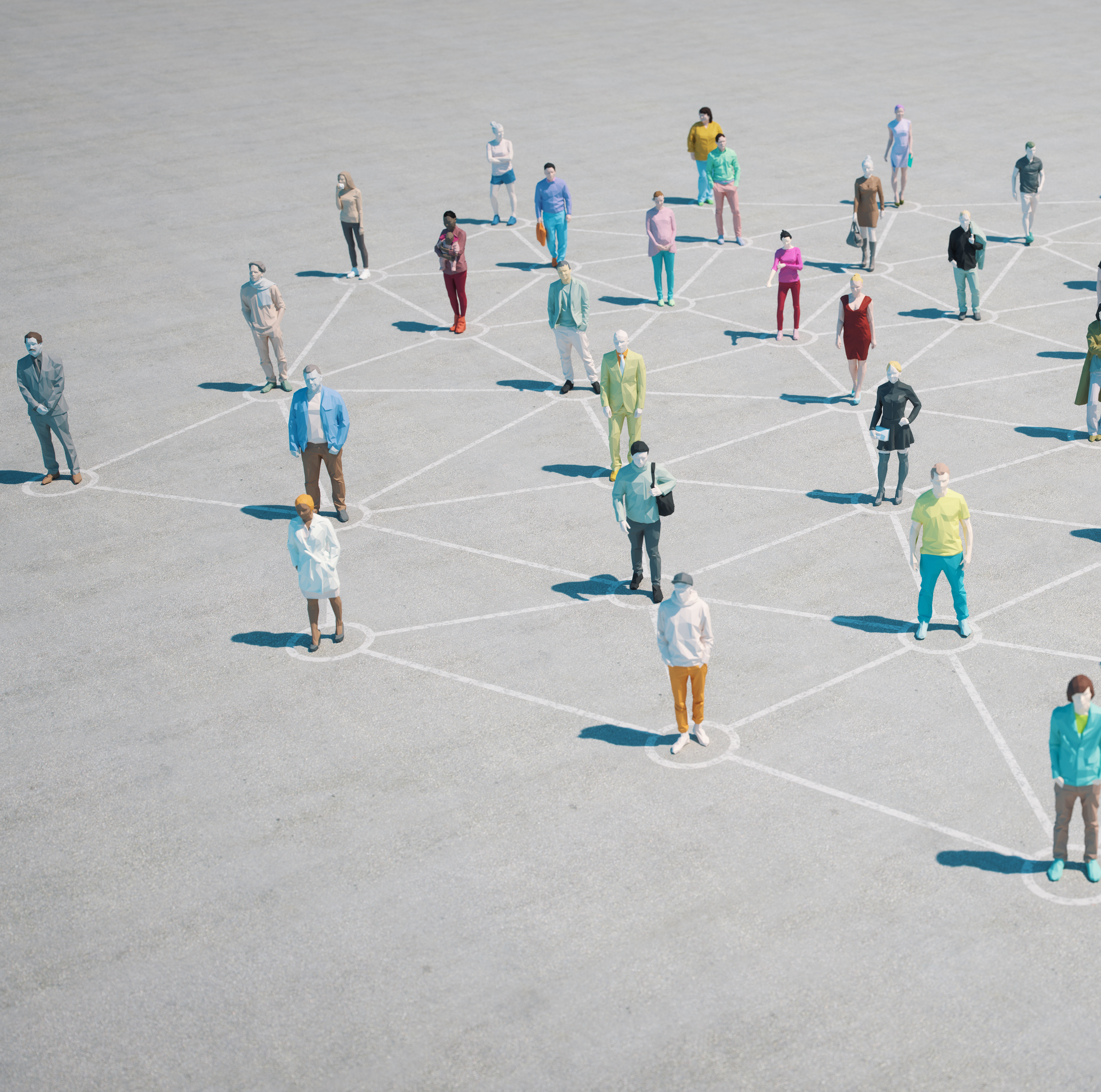 3d image of people in a virtual network