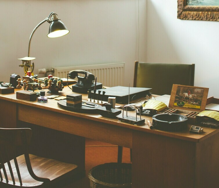 A vintage office desk.