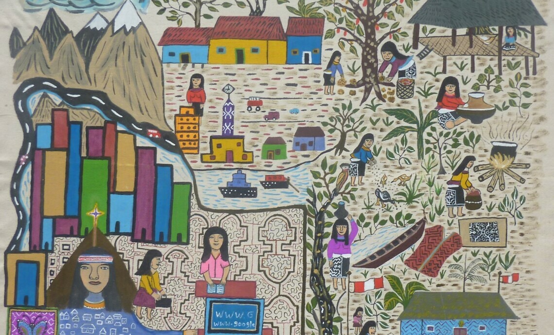 Naive depiction of live in an indigenous village in the mountains.