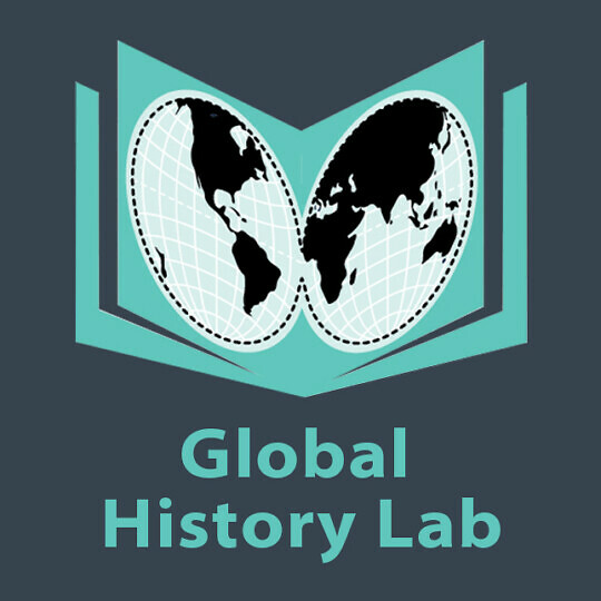 Global History Lab logo with an open book and world maps.